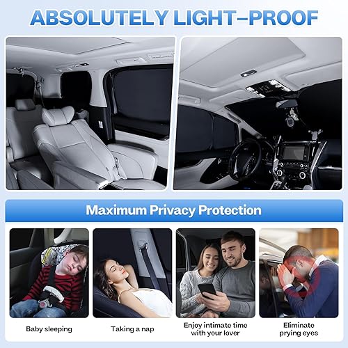 Miniatura 23 de T TGBROS Juego completo de persianas opacas para Ford F150 2021-2025 2026 para parabrisas lateral y trasero, accesorios F-150, cubierta plegable