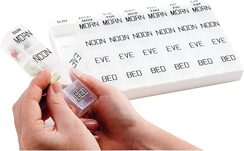 Apex Medi Chest - Organizador de píldoras grande – Organizador de medicamentos con siete contenedores de píldoras extraíbles – Organizador semanal