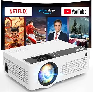 TMY 1080P Mini Projector, Built in Netflix app, 2-way Bluetooth, WiFi6 | Portable home theater, indoor/outdoor movies, Compat
