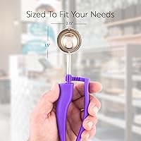 Vista 2 de Cucharón de porciones de acero inoxidable de agarre cómodo con mango ambidiestro