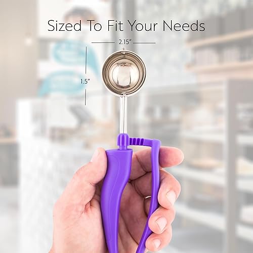 Miniatura 2 de Cucharón de porciones de acero inoxidable de agarre cómodo con mango ambidiestro