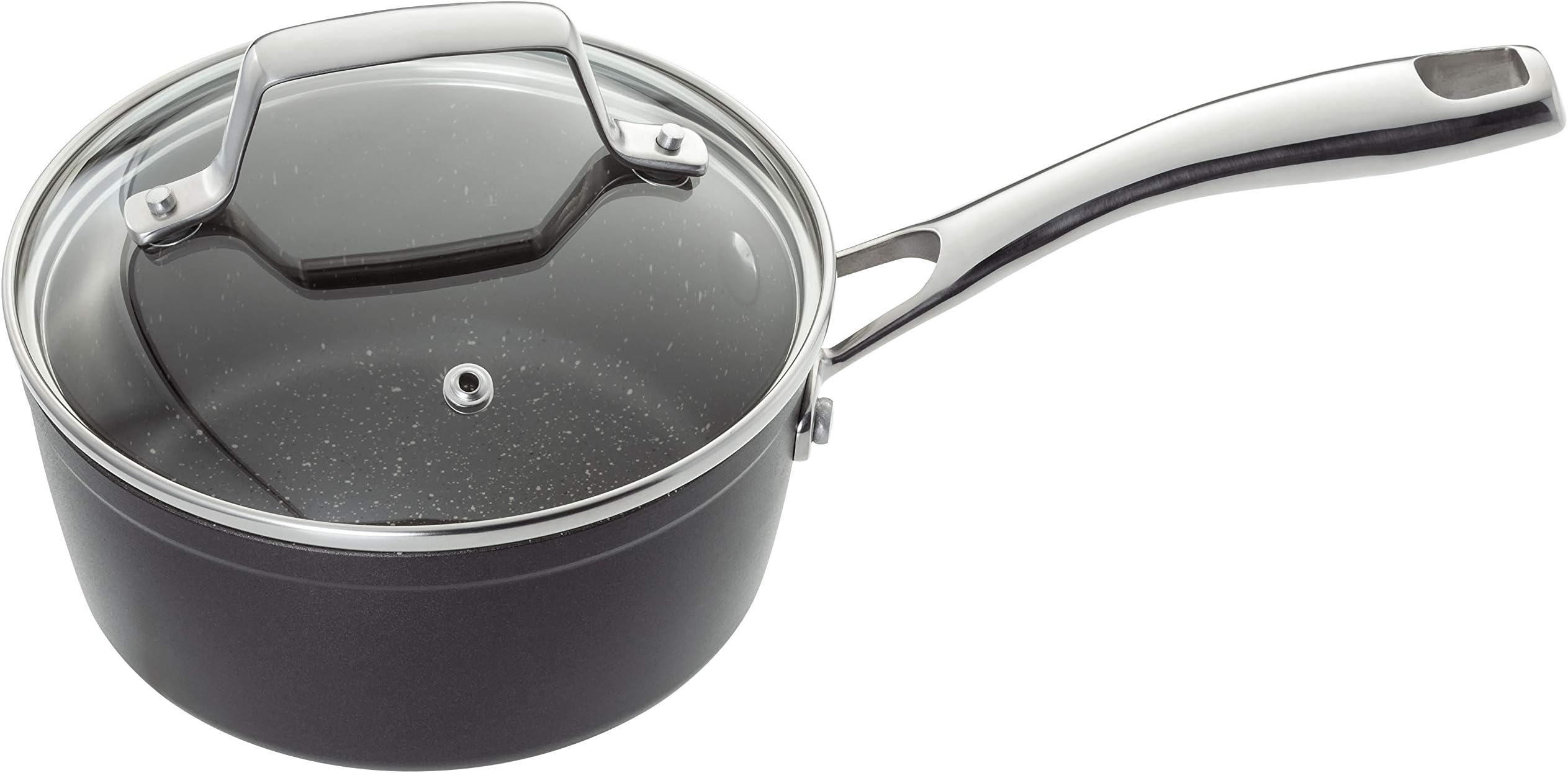 Stellar Rocktanium 16cm 1L Non-Stick Saucepan with Glass Lid, QuanTanium Non Stick, Induction Ready, Dishwasher Safe