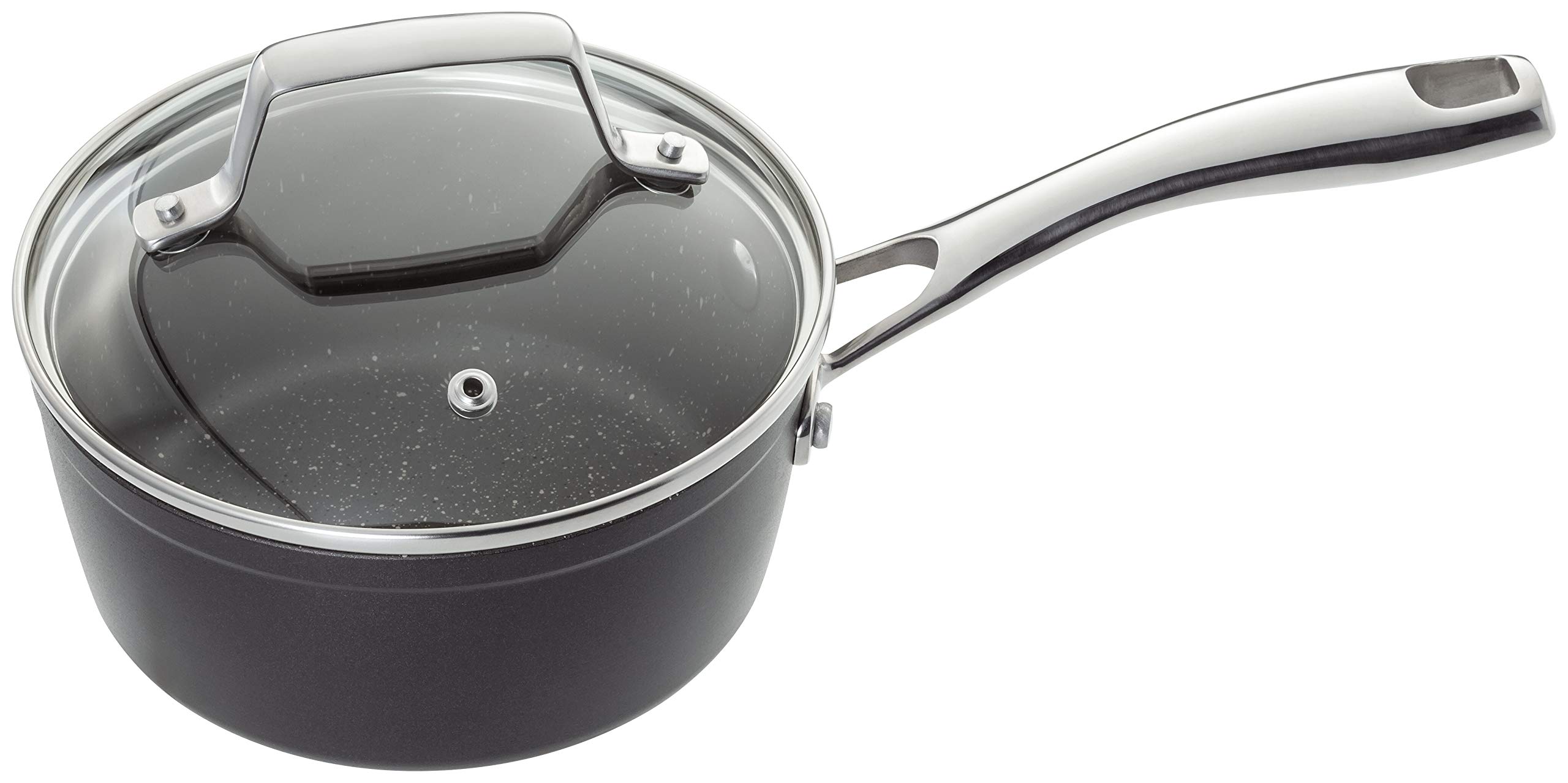 Stellar Rocktanium 16cm 1L Non-Stick Saucepan with Glass Lid, QuanTanium Non Stick, Induction Ready, Dishwasher Safe