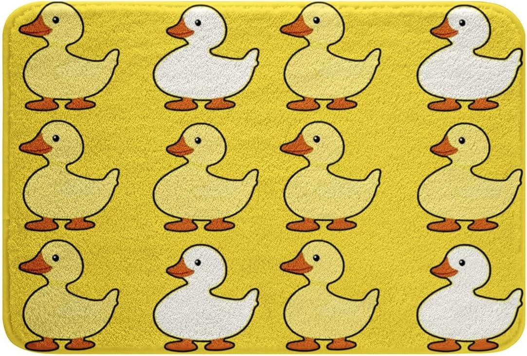 Erosebridal Cartoon Duck Bath Mat 20"x 32" Kids Cute Bear Bathroom Rugs Dreamy Blue Bowknot Doormats Floor Mats for Boys Girls Children Colorful Candy Non Slip Bath Rug