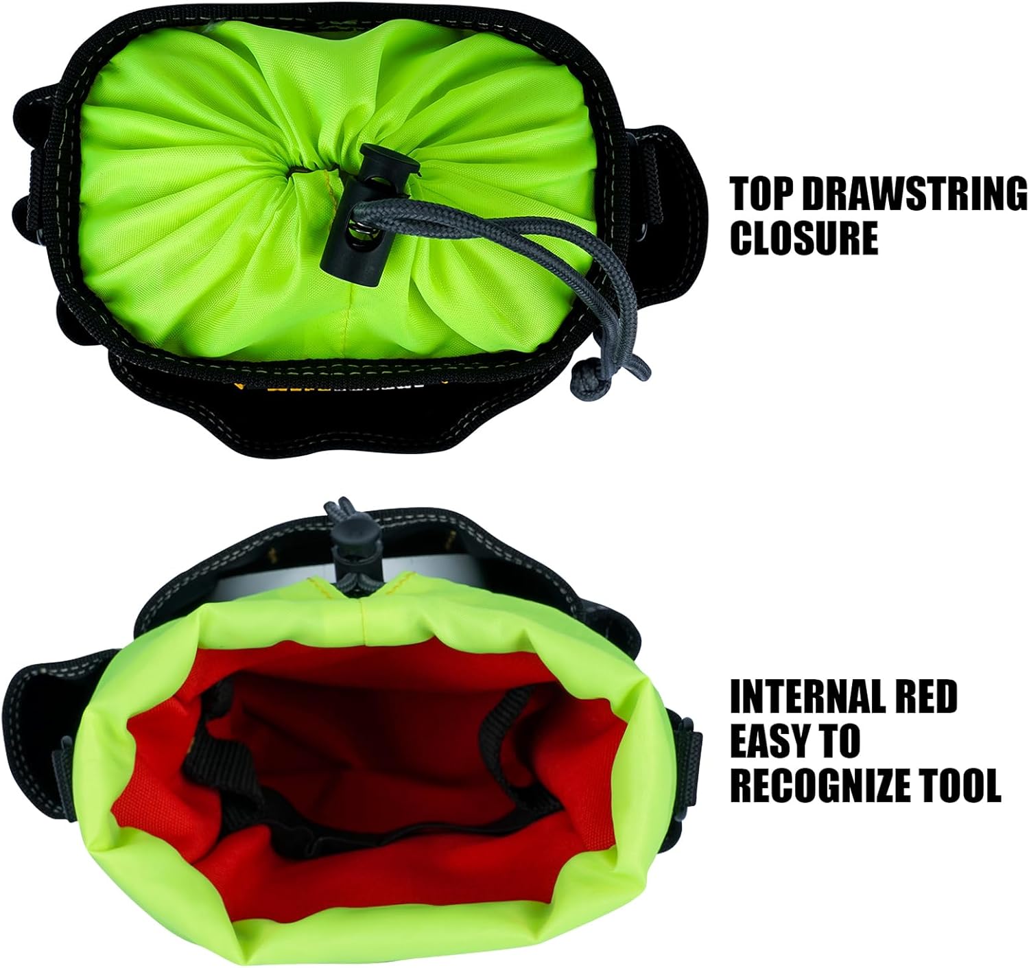 KUNN Electrician Tool Pouch, Drawstring Closure Tool Belt Pouches with Belt Clip for Carpenter, Construction, HVAC