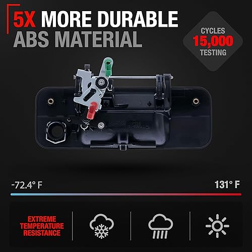 Miniatura 3 de Reemplazo del conjunto de la manija del portón trasero  Compatible con Toyota Tundra 2007-2013  Pestillo de puerta trasera en negro texturizado,