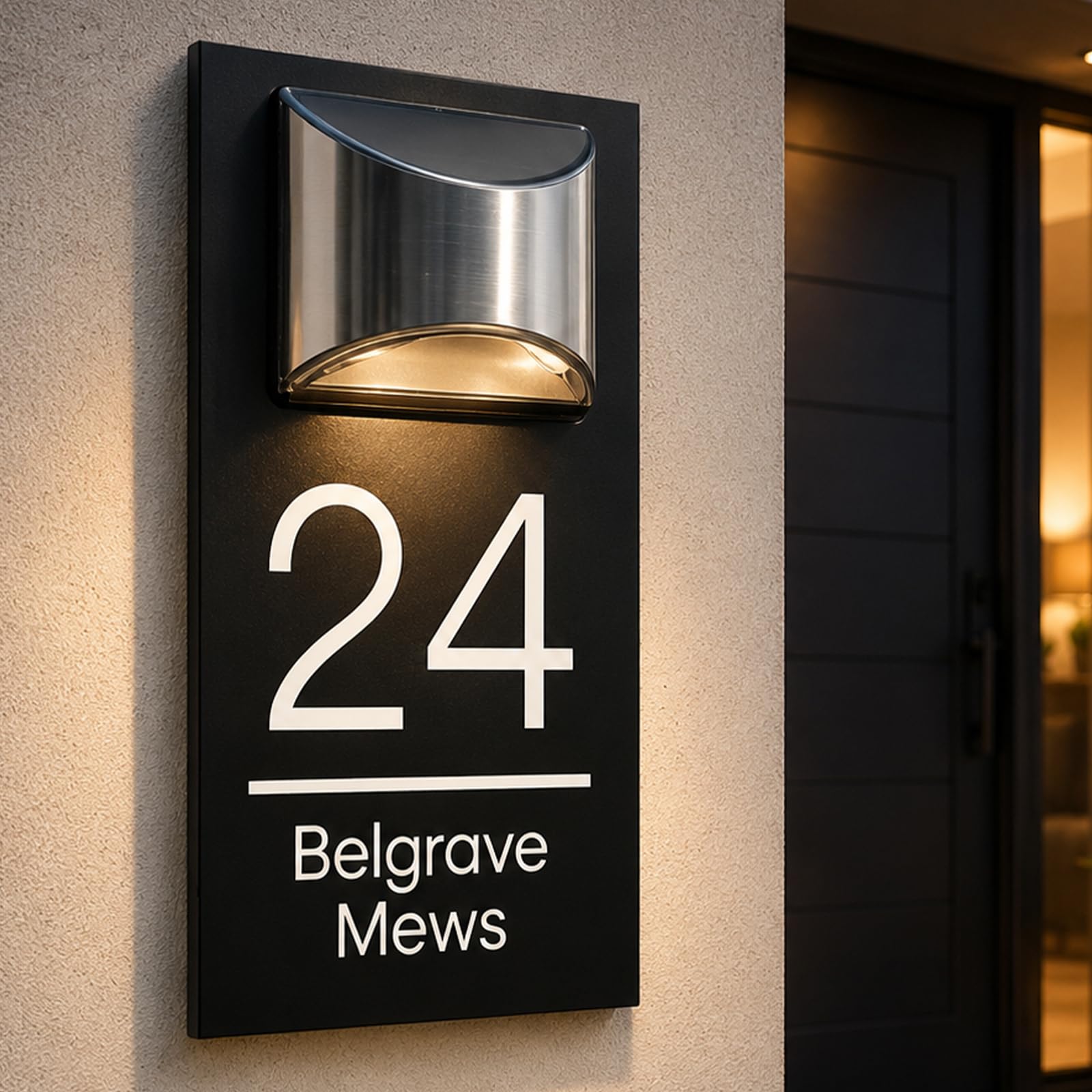 Personalised Solar House Number Sign, Custom Light Up House Numbers Solar — image 1