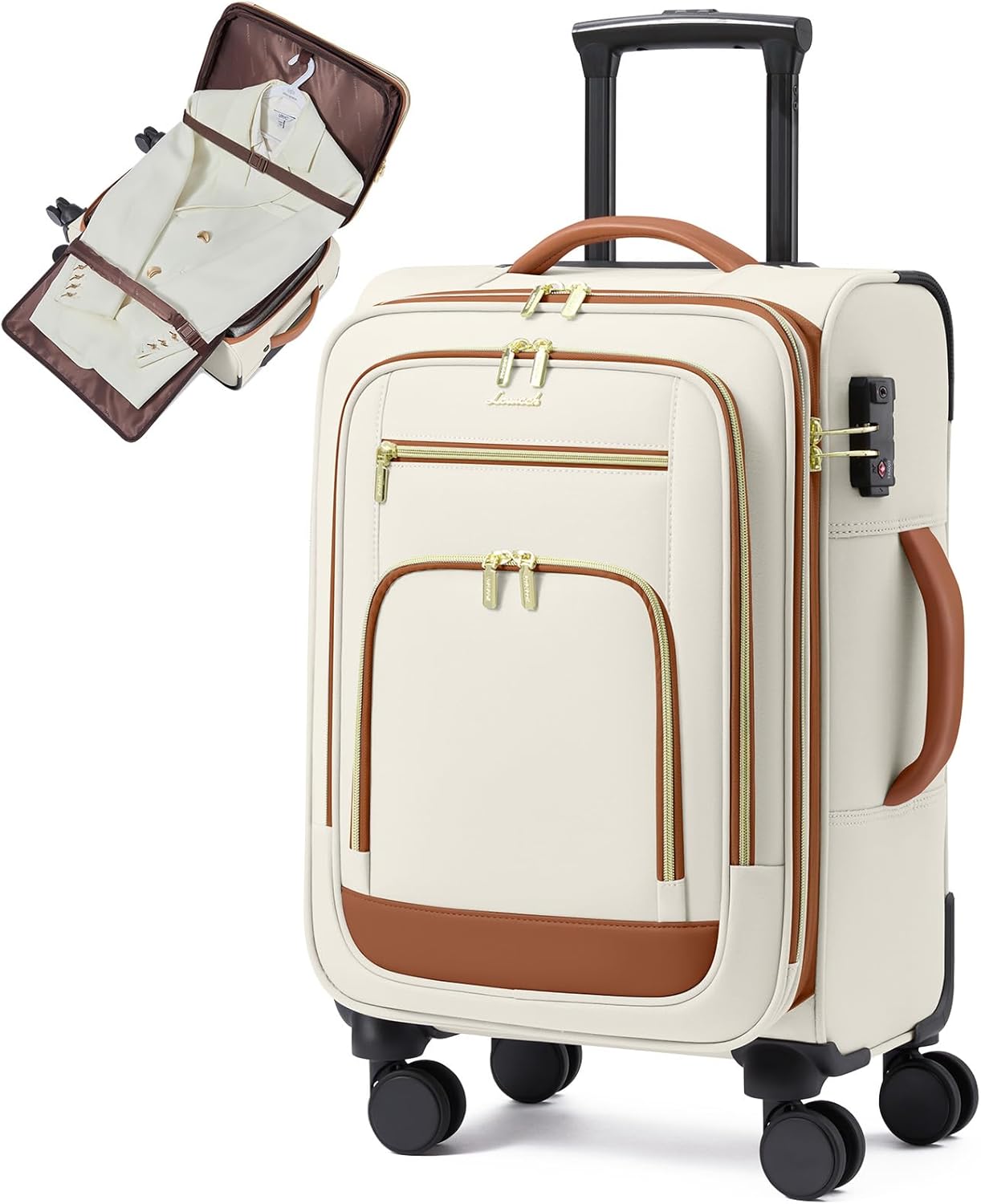 LOVEVOOK 49L Carry on Luggage 22x14x9 Airline Approved, 22 Inch Large Rolling Suitcase with Suit Folder & Spinner Wheels, Lightweight Underseat Carryon Luggage for Women Travel Business with TSA Lock