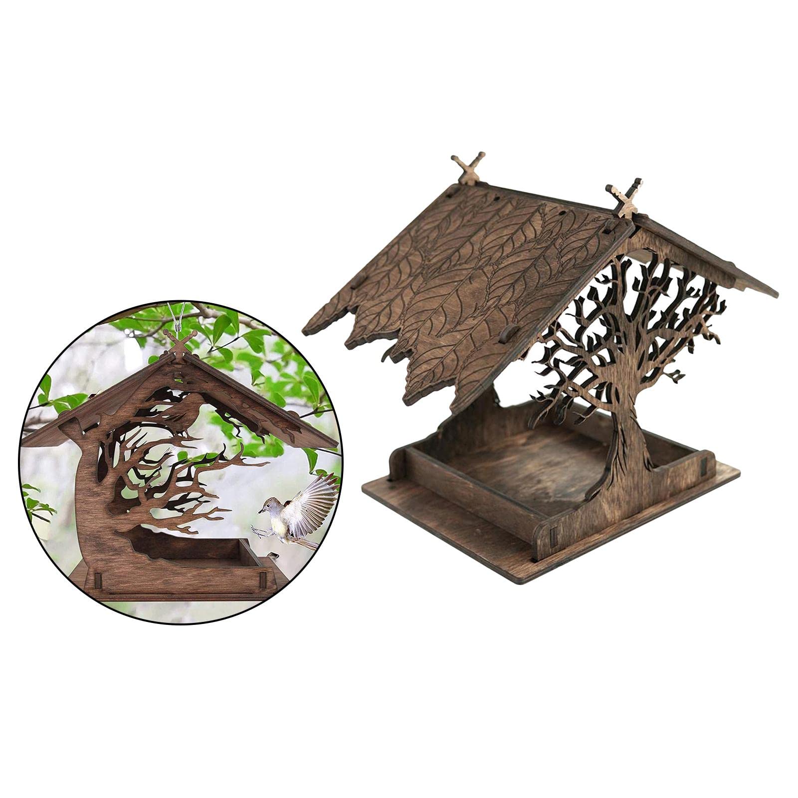 Nido for Uccelli ， Casetta for Uccelli Habitat appollaiato Tasca, Mangiatoia for Uccelli in Legno Massiccio, Giardino Decorativo Appeso con Tetto, Uccelli Resistente alle Intemperie Altalena Giocattol