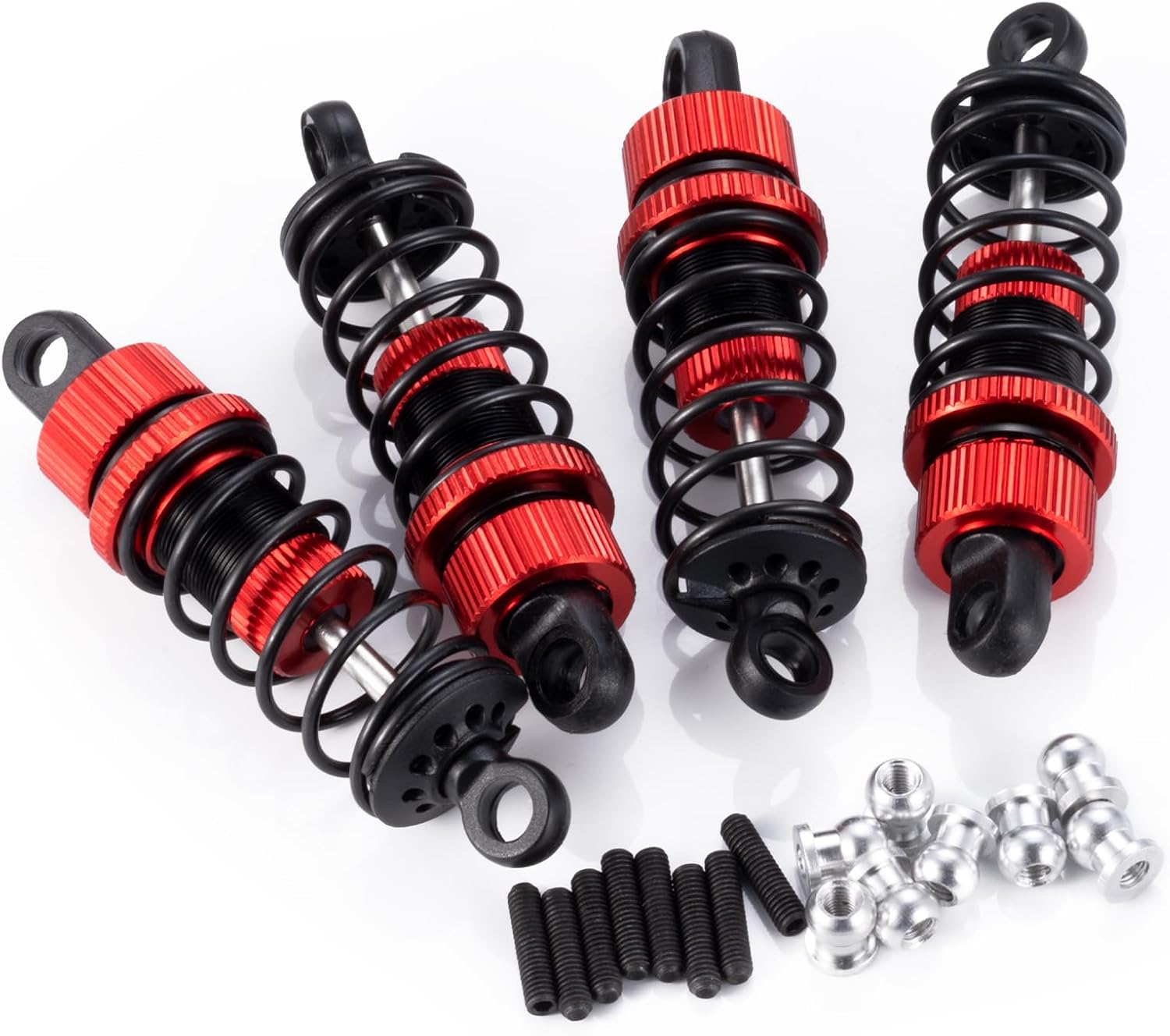 4PCS RC Shocks Front & Rear Shock Absorber Damper 62mm Upgrade Parts for 1/10 Tamiya TT02 RC Car (Red)