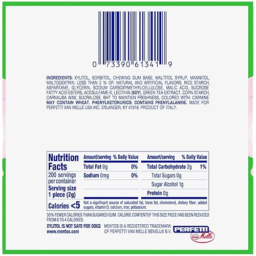 Miniatura 25 de Goma de mascar Mentos Pure Fresh, sin azúcar con xilitol, sabor Wintergreen, para dulces de Halloween, a granel, 50 unidades (paquete de 4)