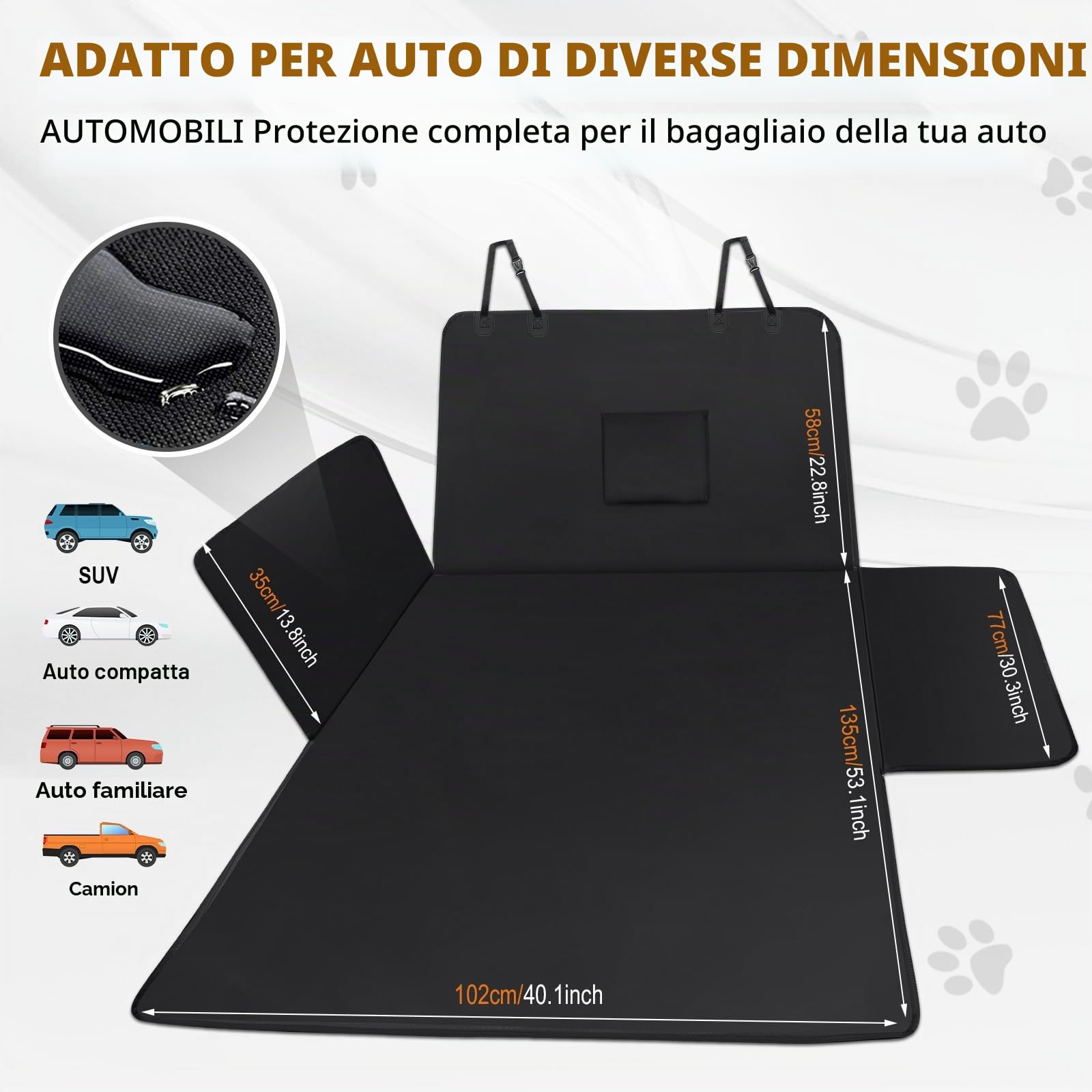 Zanfqvo Telo Bagagliaio Auto per Cani - Copri Bagagliaio Auto Universale con Protezione Laterale - Impermeabile Antipolvere Protezione Copertura per Station Wagon, Furgoni e SUV