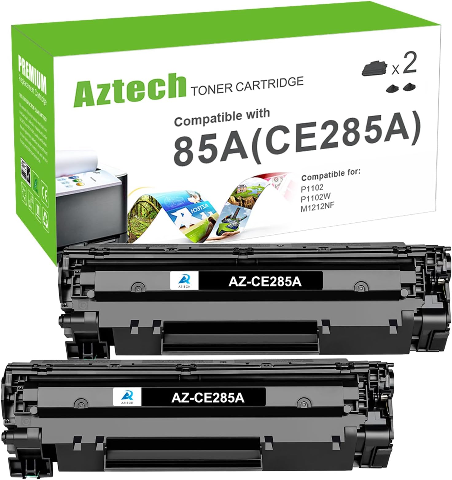 85A CE285A Black Toner Cartridge Replacement for HP 85A CE285A P1102w Ink Toner Cartridge for HP LaserJet Pro P1100 P1102 P1102w 1102w M1132 M1130 M1212nf MFP P1109w P1109 M1210 Printer Ink (2-Pack)