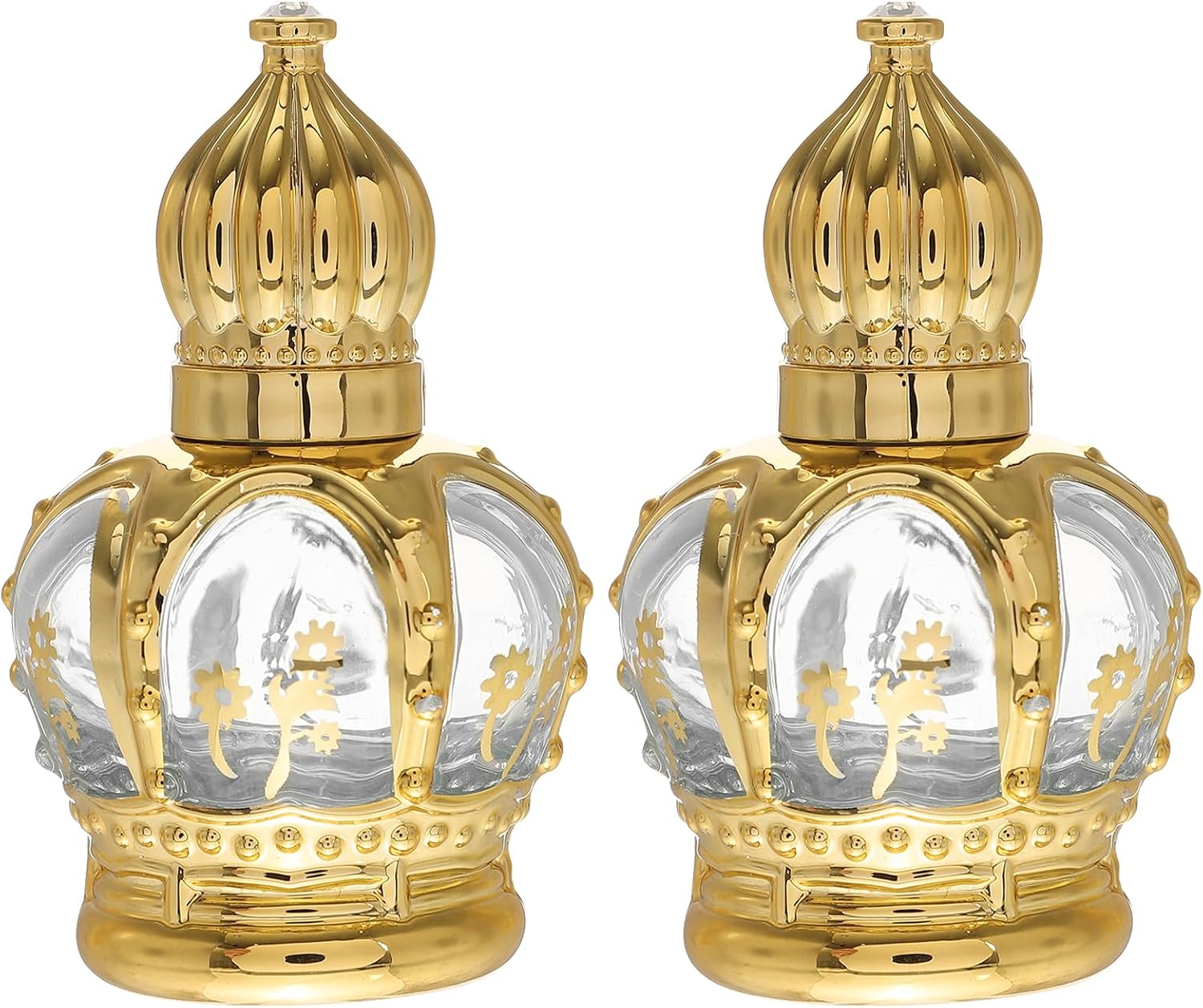 Beavorty 2 Pack 0.5 Oz Glass Roll-on Bottles Refillable Perfume and Essential Oil Roller Bottles with Leak-Proof Crown Caps for Aromatherapy and Skincare
