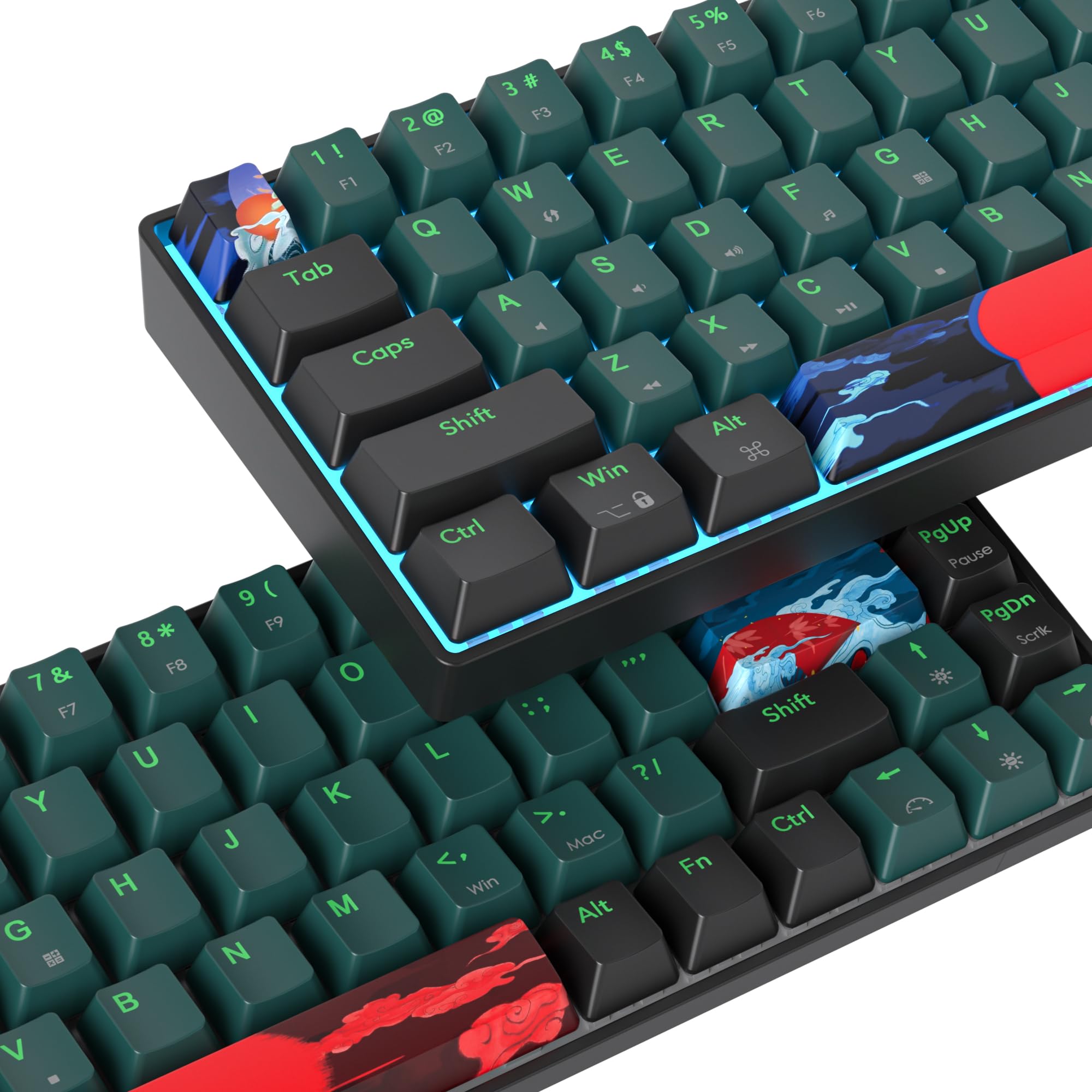 65% Tastiera Meccanica, Mini Tastiera Gaming 60 Percento Bianca 68 tasti, Wired Tastiera Compatta, Layout American QWERTY interruttore lineare rosso per PC Windows/Laptop/Mac