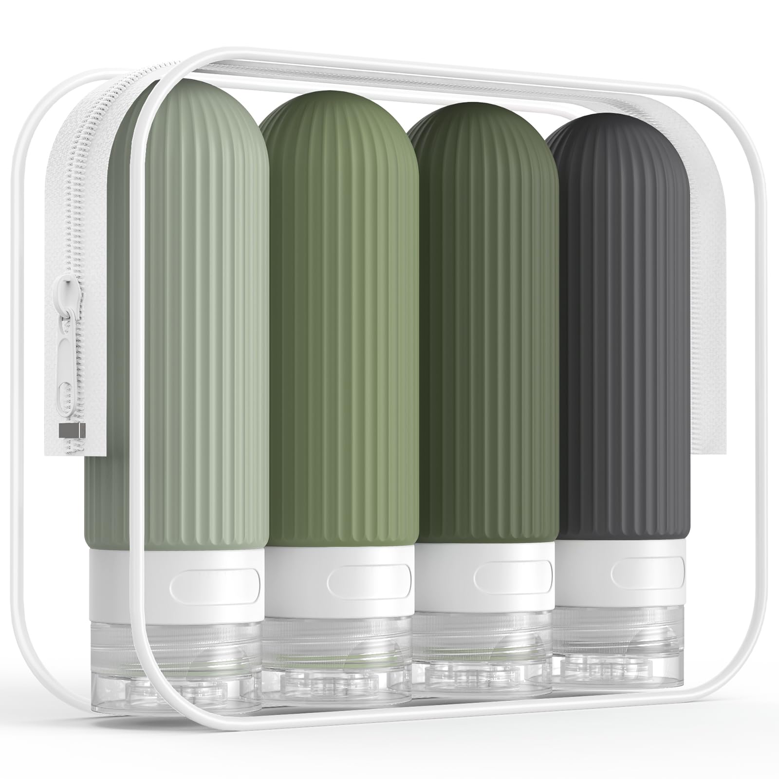 ME.FAN Travel Bottles for Toiletries, TSA Approved 3oz Silicone Travel Size Containers/Portable Split Bottle, Travel Accessories for Conditioner, Shampoo, Lotion - 4 Pack Desert Sage-image-28