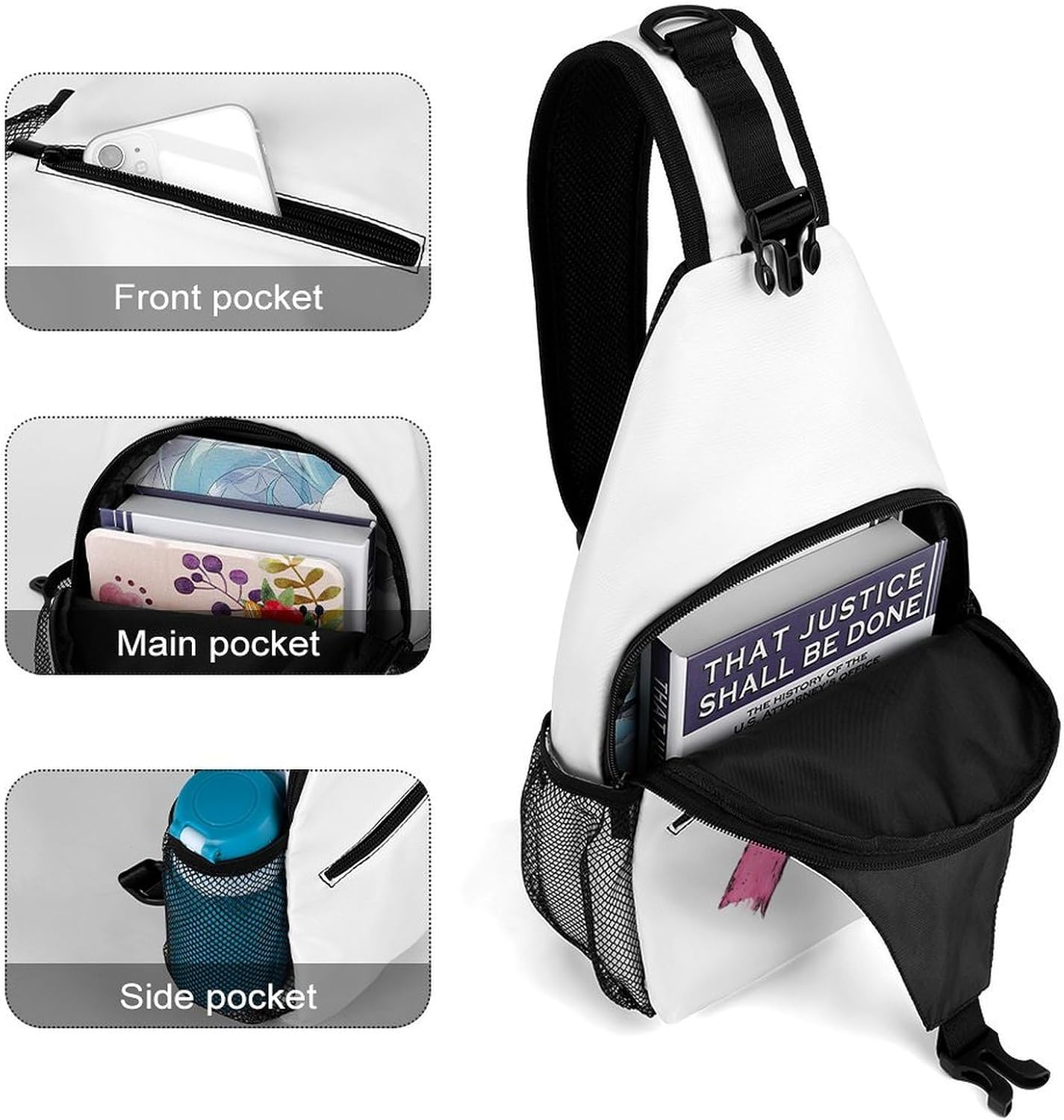 Fight Breast Cancer Ribbon Men Crossbody Sling Backpack Chest Bag | Travel Fanny Pack,Hiking Daypack,Print Shoulder Bags