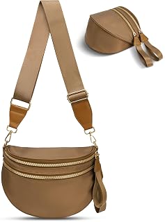 Checkered Crossbody Bag,Nylon Bum Bags for Women Crossbody,Spacious Sling Bag Purse Fanny Packs with Shoulder Strap