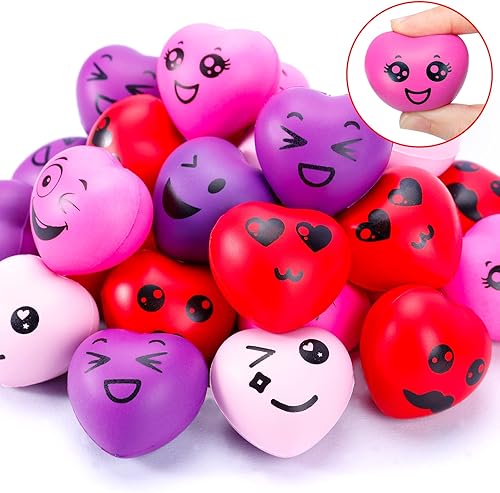 Miniatura 2 de MGparty Regalos para el día de San Valentín para niños, paquete de 32 bolas de estrés con tarjetas de San Valentín, juguete de corazón para niños,