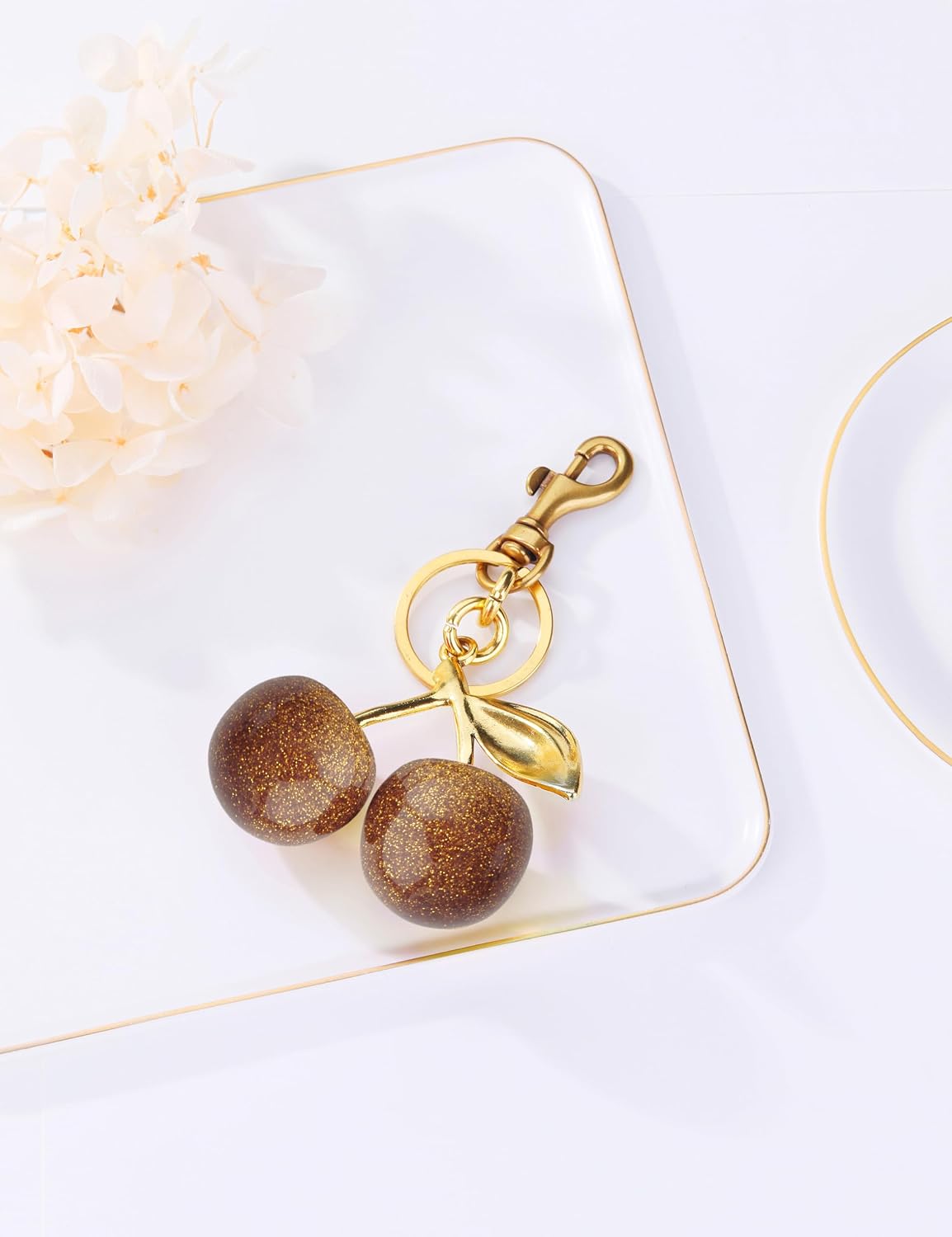 OVRUNS Cherry Bag Charm Cute Accessories Sparkling Purse Charms for Women image 5