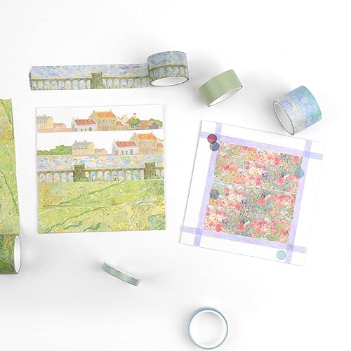 Miniatura 5 de Dizdkizd Juego de cintas washi florales verdes, 20 rollos de cinta adhesiva de temporada, suministros estéticos para planificador, álbumes de