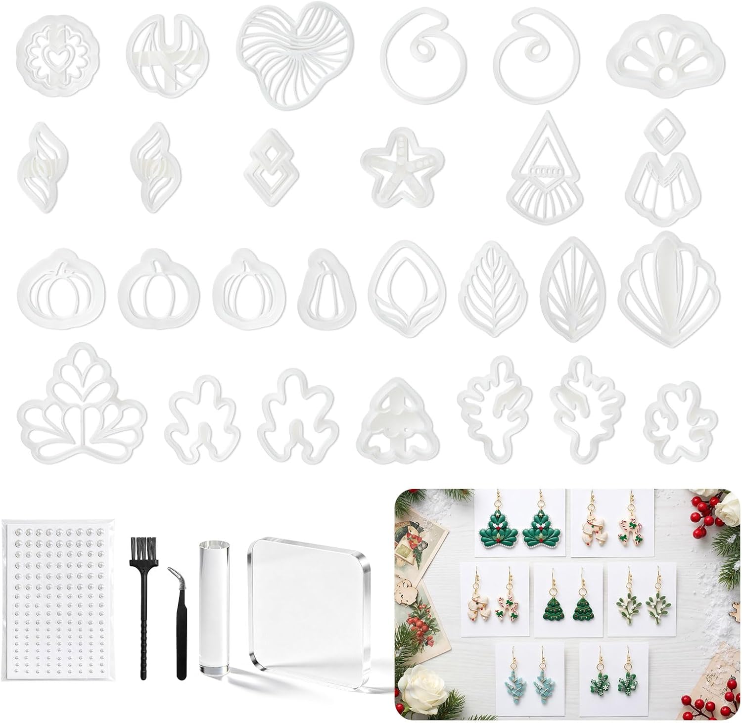 28 Pcs Polymer Clay Cutters & Polymer Clay Tools,Clay Cutters of Four Seasons for Polymer Molds for Earrings Jewelry Making