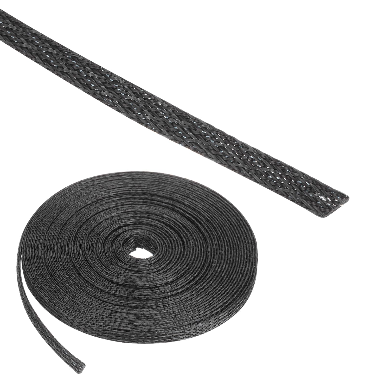 Rebower 25ft PET Expandable Wire Loom 1/4 Inch, PET Braided Wire Sleeving Cable Management Sleeve Tubing [for Audio Video Home Office Cord Protector]-Black