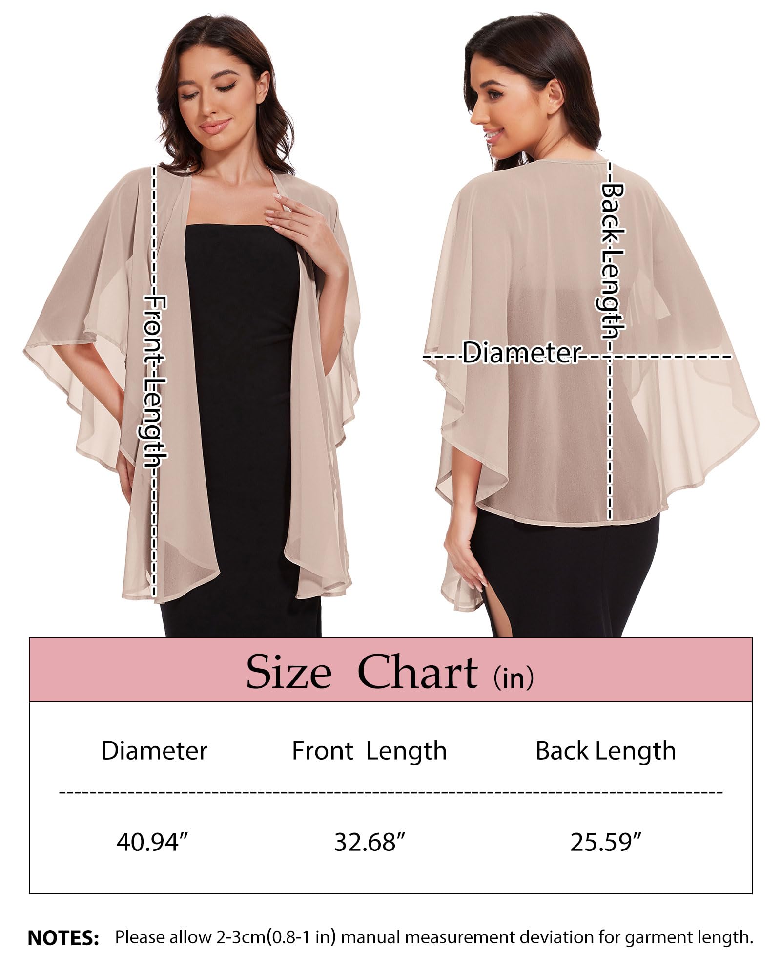 Gosunny Shrugs da donna in chiffon, sciarpe e avvolgenti, per abito da sera
