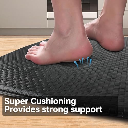 Miniatura 2 de Alfombrillas de cocina acolchadas antifatiga, 2 alfombras de cocina antideslizantes, tapetes de cocina para piso, juegos de alfombras ergonómicas de