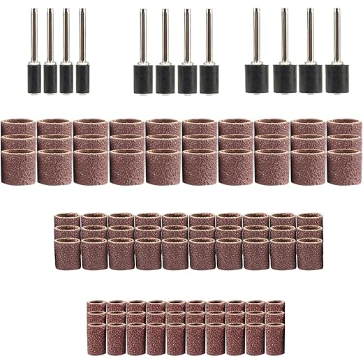Serplex® 100pcs 80 Grit Drum Sander Sleeves Abrasive Sleeves Set with 1/2 inch & 1/4 Inch Sanding Drum Mandrels, Oxide Sandpaper Sanding Drum Sanding Bands for Shaping, Smoothing, and Grinding