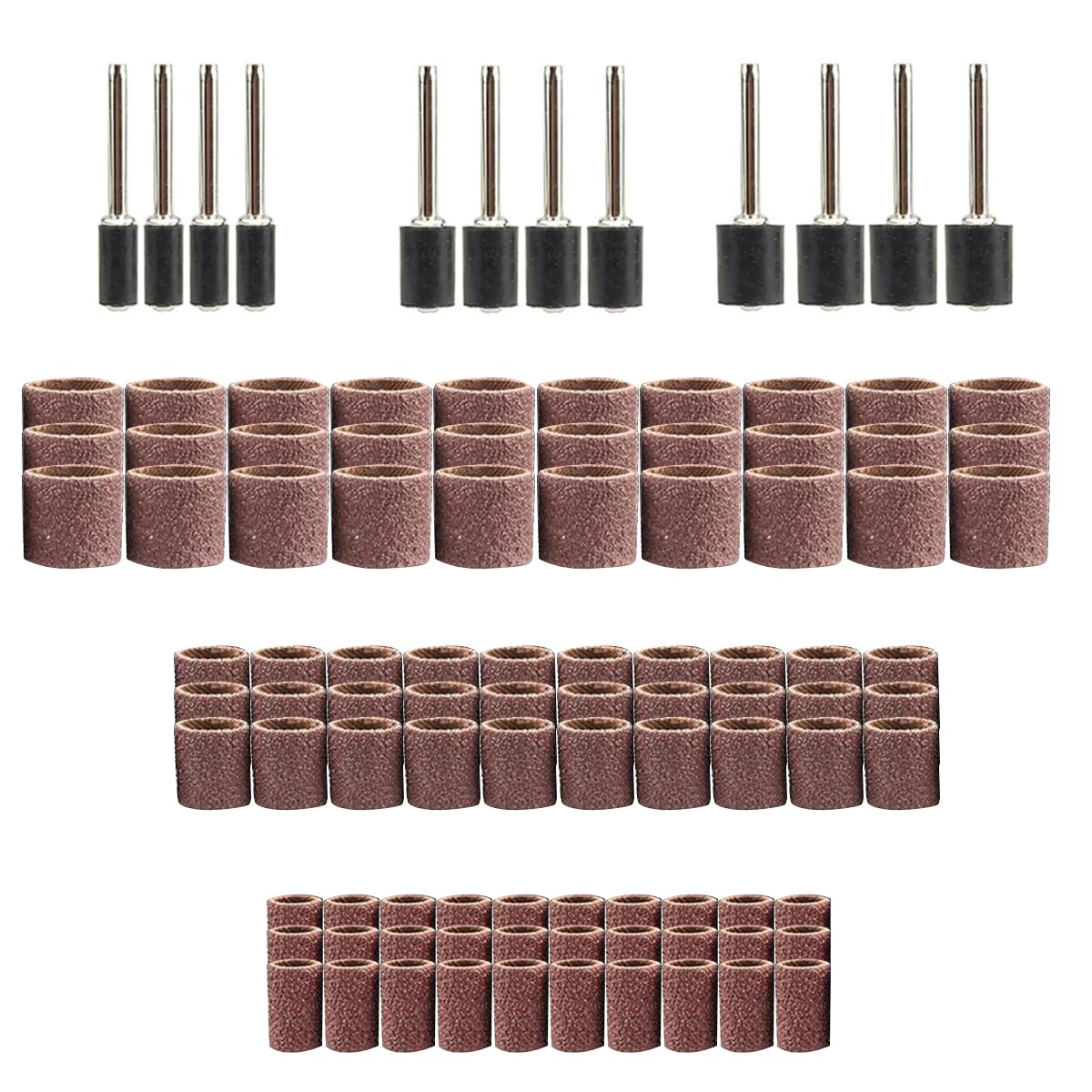 Serplex® 100pcs 80 Grit Drum Sander Sleeves Abrasive Sleeves Set with 1/2 inch & 1/4 Inch Sanding Drum Mandrels, Oxide Sandpaper Sanding Drum Sanding Bands for Shaping, Smoothing, and Grinding