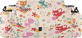 Kigai Universal Baby Stroller Organizer, Funny Cat Flower Detachable Stroller Caddy Accessories Bag with Insulated Cup Holder and Adjustable Straps for Diaper, Phone, Toys