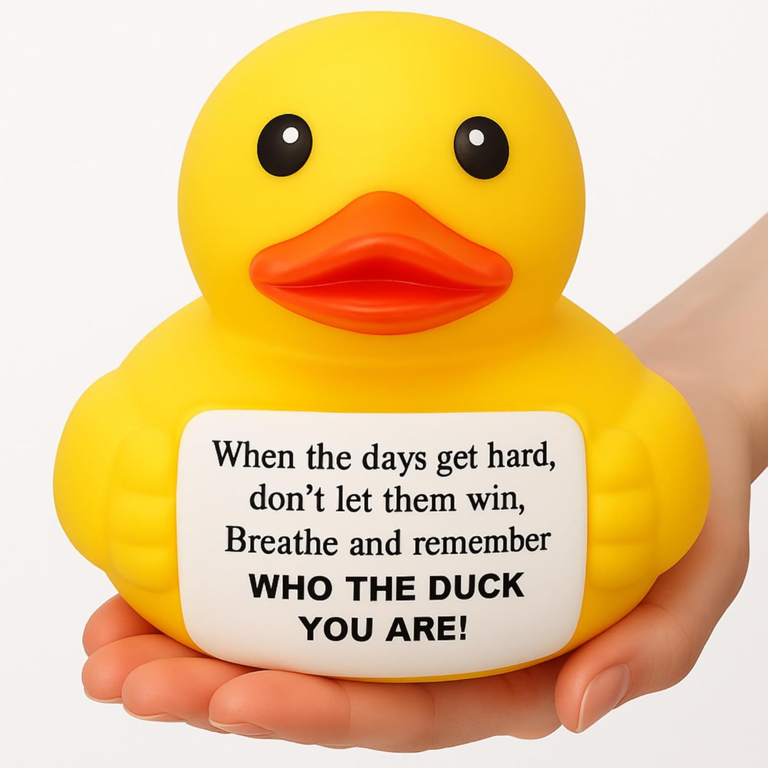 Civaner 7 Inch Emotional Giant Rubber Duck Big Jumbo Positive Yellow Duck Inspirational Gift Large Duckling Toy with Squeaky Sound for Men Coworker Colleges Graduation(Remember Who You are)