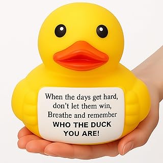 Civaner 7 Inch Christmas Emotional Giant Rubber Duck Big Jumbo Positive Yellow Duck Inspirational Gift Large Duckling Toy with Squeaky Sound for Men Coworker Colleges Graduation(Remember Who You are)