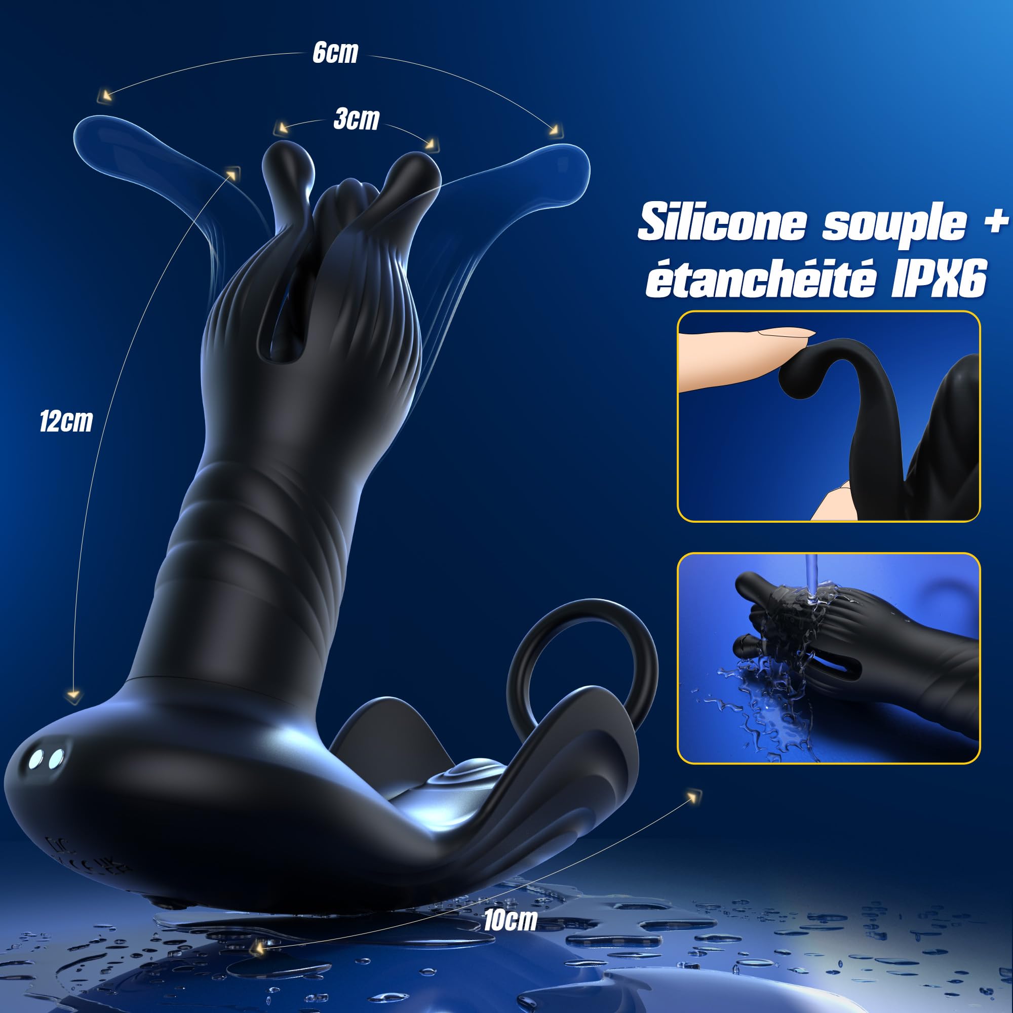 Soulour Gode Homme pour Anus Vibromasseur, 4 in 1 Expansion Poussée Sex Toýs Homme Plug Anal avec Anneau Penien, AI Lover Plug Analeprostate Jeux Sexuelle Adulte Couple Gode Sex Toys
