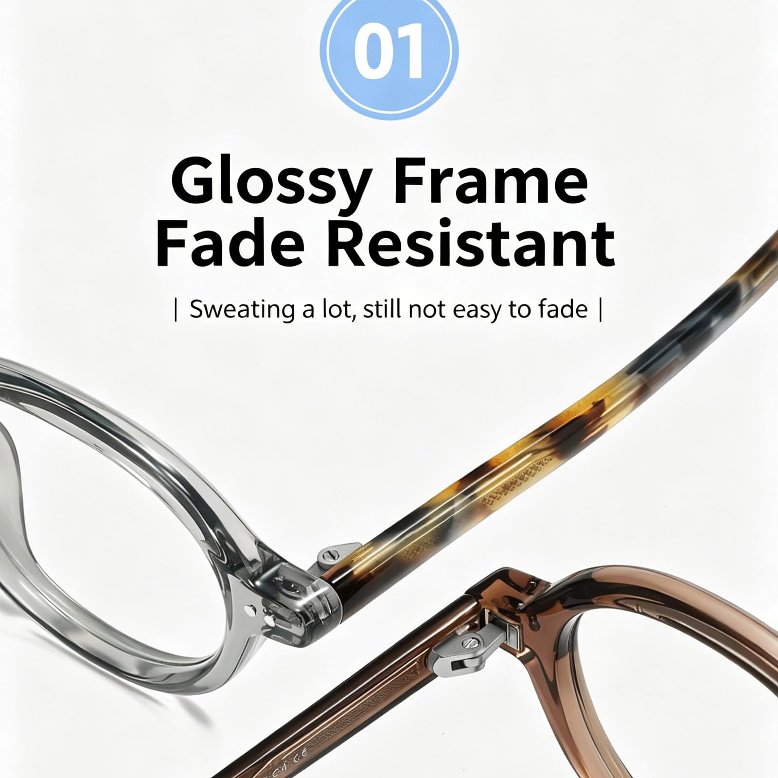 Occhiali da Vista a Luce Blu Montature for Occhiali da 44 mm | Occhiali da lettura in acetato TR90 AC Lenti Rotonde Naselli integrati Aste eleganti(Svart)
