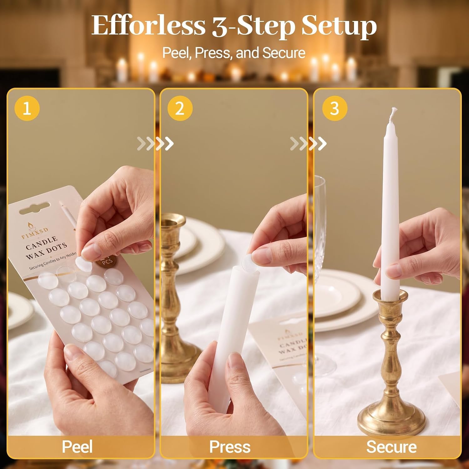 Candle Wax Dots, Sticky Wax for Taper Candle Holders, Removable White Candle Adhesive Dots for Secure Placement, Traceless Candle Anchors for Weddings, Party, DIY Crafts (96, Beige)