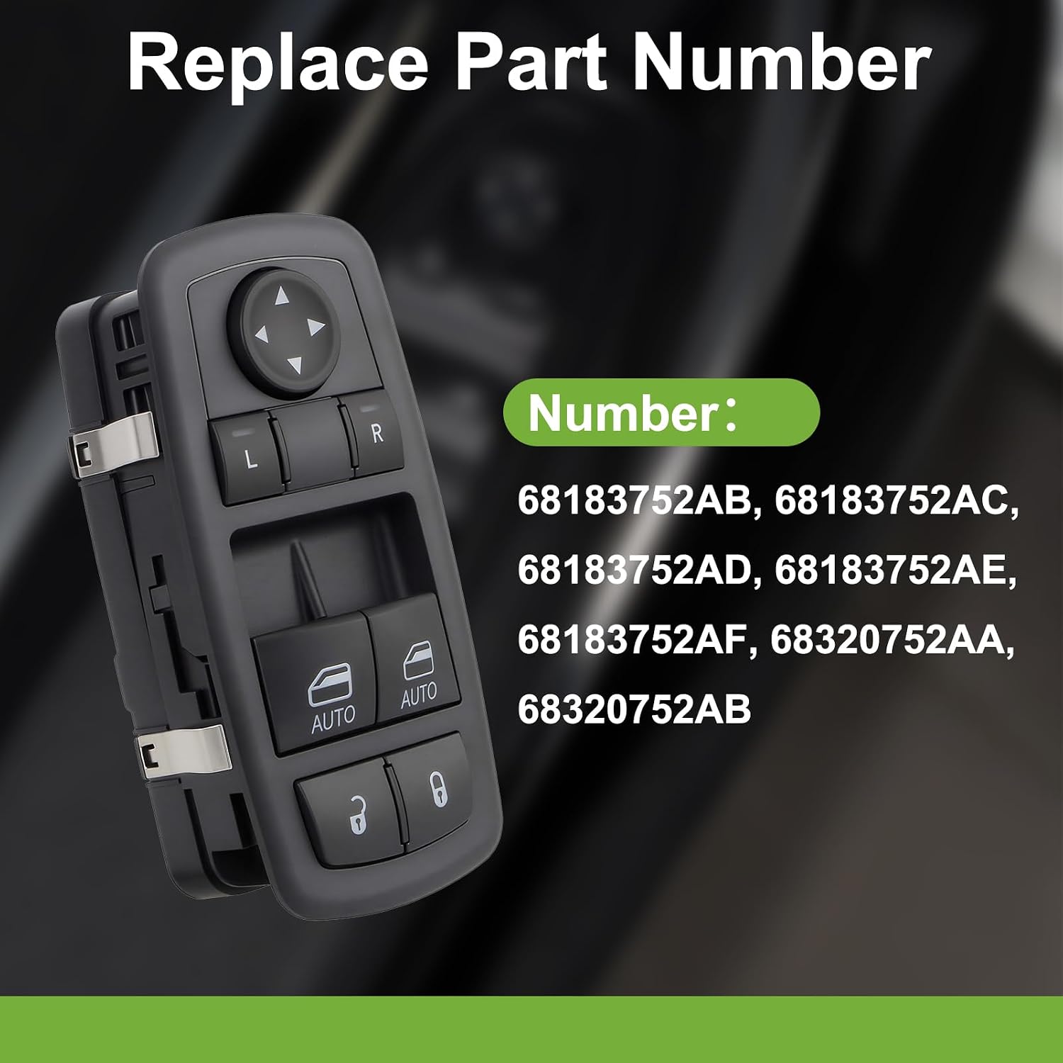 68183752AE Front Left Master Power Window Switch Control for Dodge Challenger 2015 2016 2017