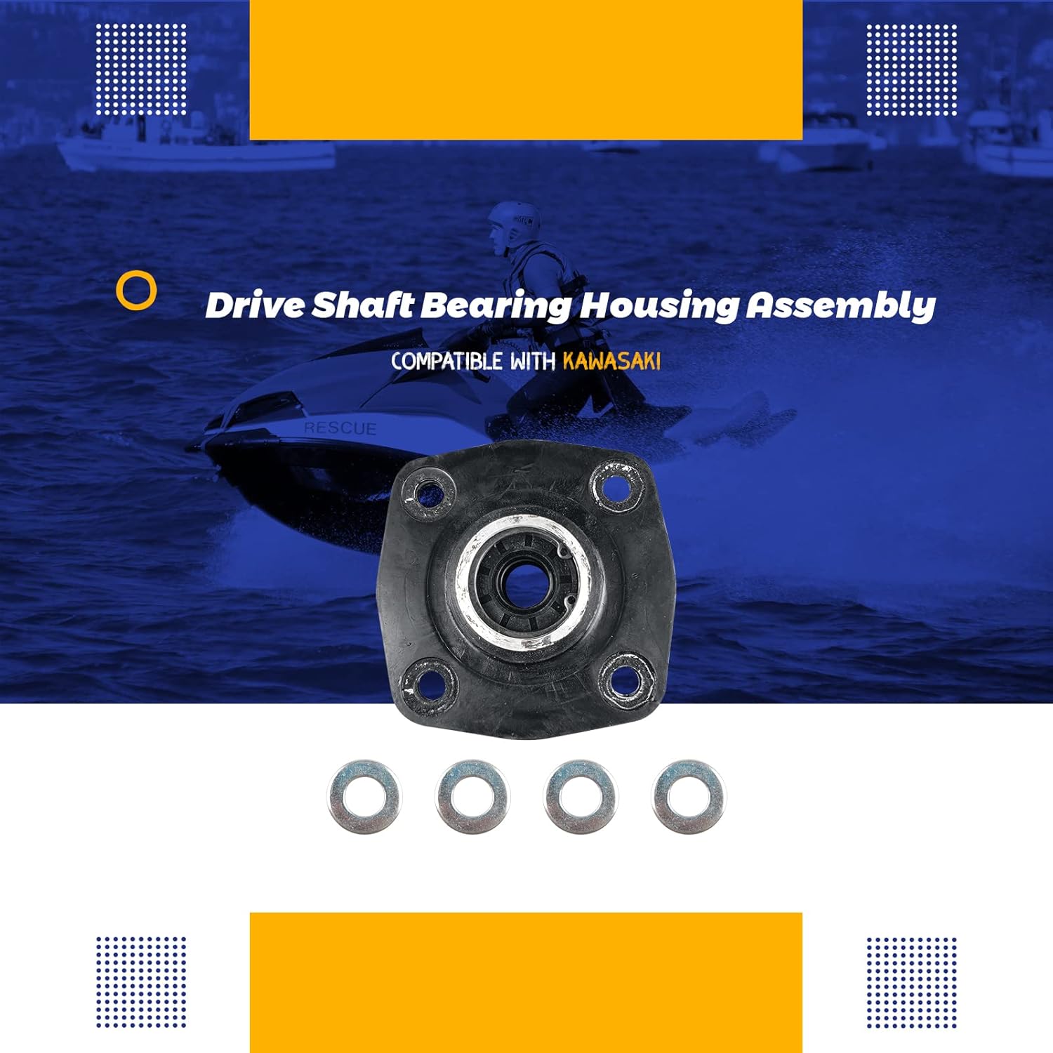 Drive Shaft Bearing Housing Assembly,13280-3730 13091-3730 & 13280-3756,Compatible with Kawasaki Jet Ski series.