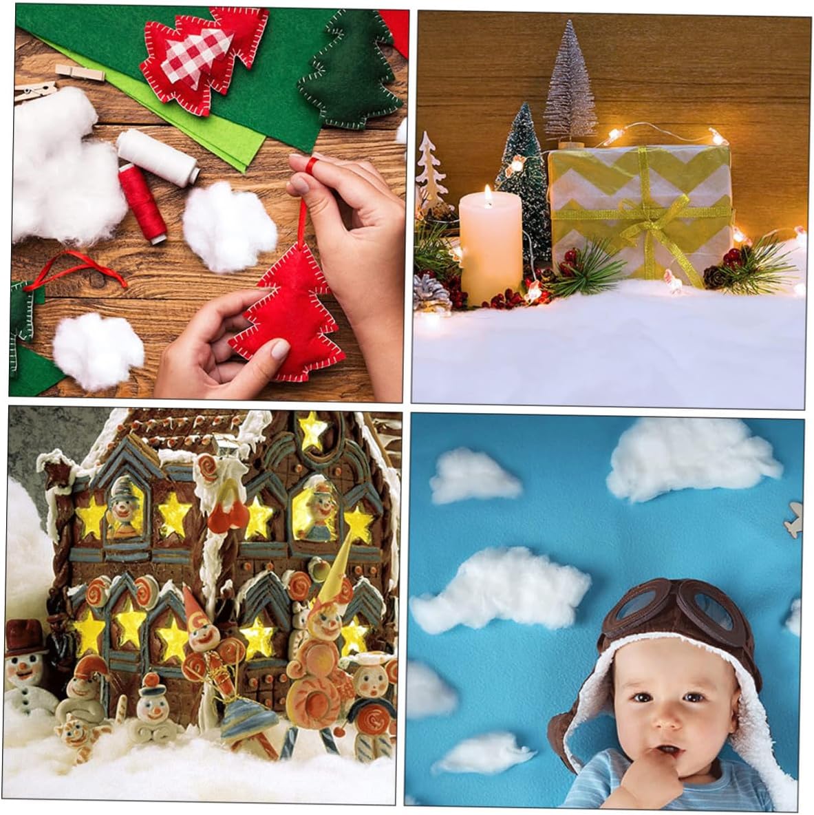 2pcs Fluffy Artificial Snow Blankets White Polyester Fiber Decorative Snow Blanket for Winter Decoration and DIY Simulated Scene with Lightweight Material