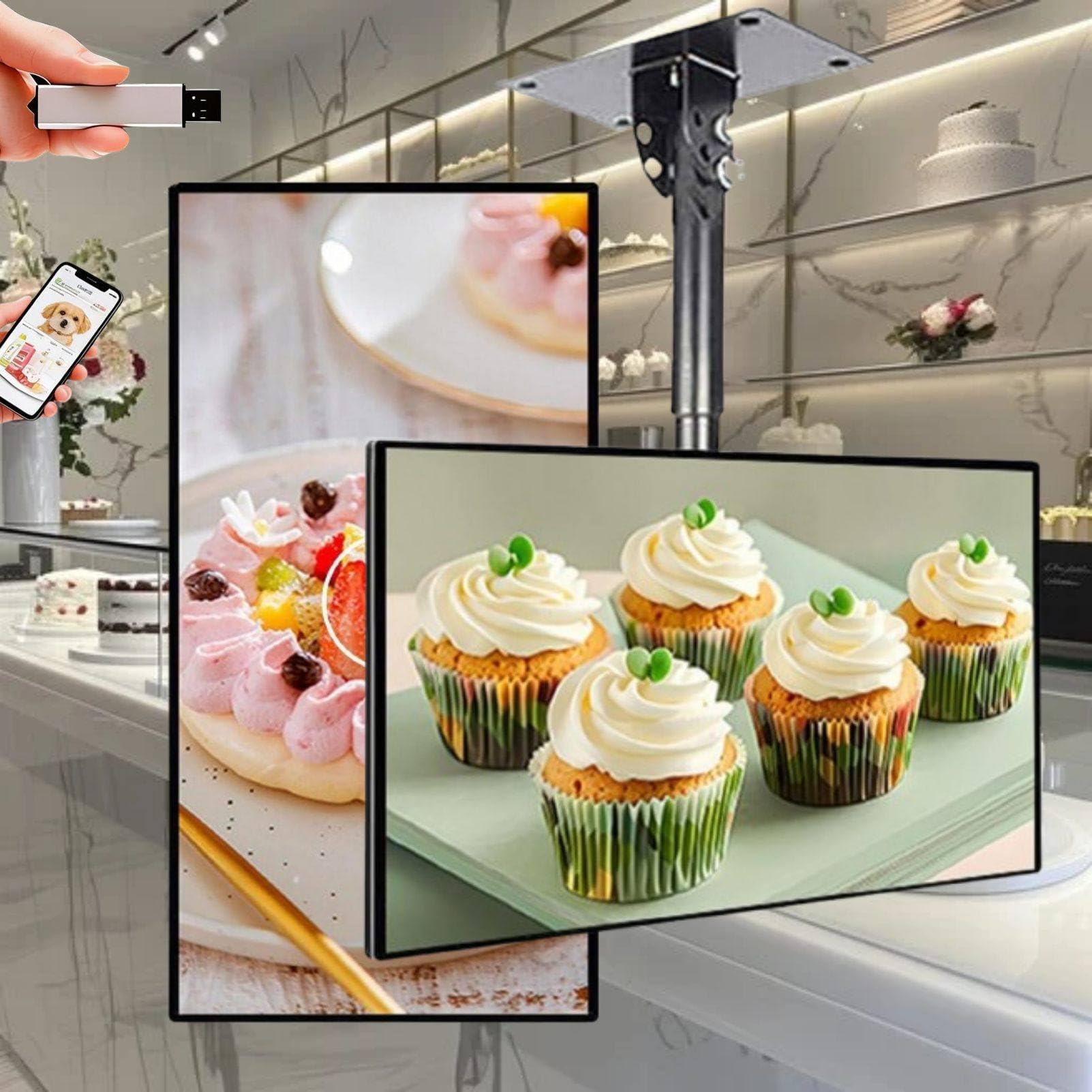 Wyświetlacz Digital Signage, ekran reklamowy montowany na ścianie z pilotem WiFi LAN, odtwarzaniem reklam na podzielonym ekranie, odtwarzaczem multimedialnym USB i Play 50in