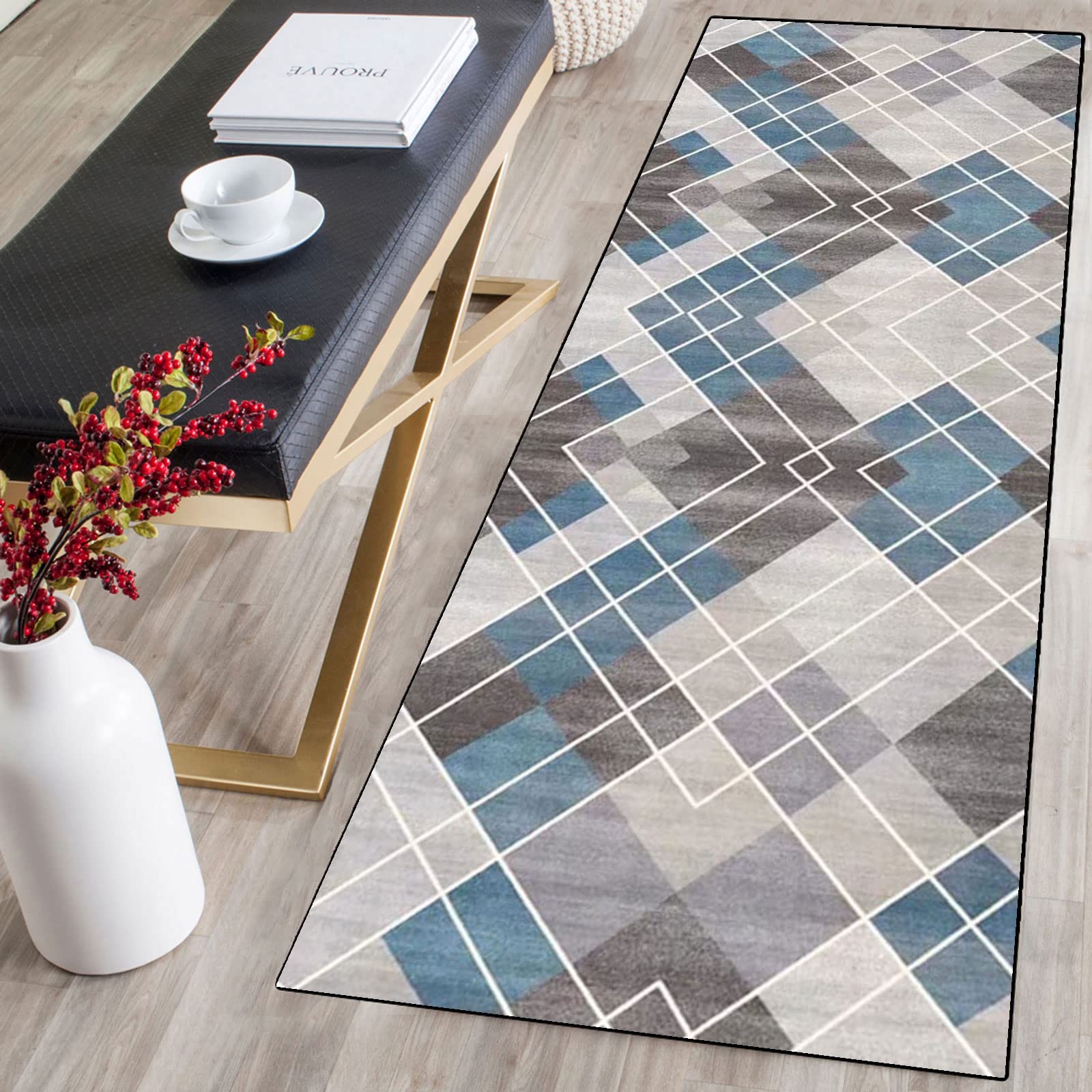 Teppichläufer Modern Küchenläufer Niederflor Flurläufer,Bunter Modern rutschfest Waschbar,für Korridor,Schlafzimmer,Innen Wohnzimmer,Küche - Anpassbar