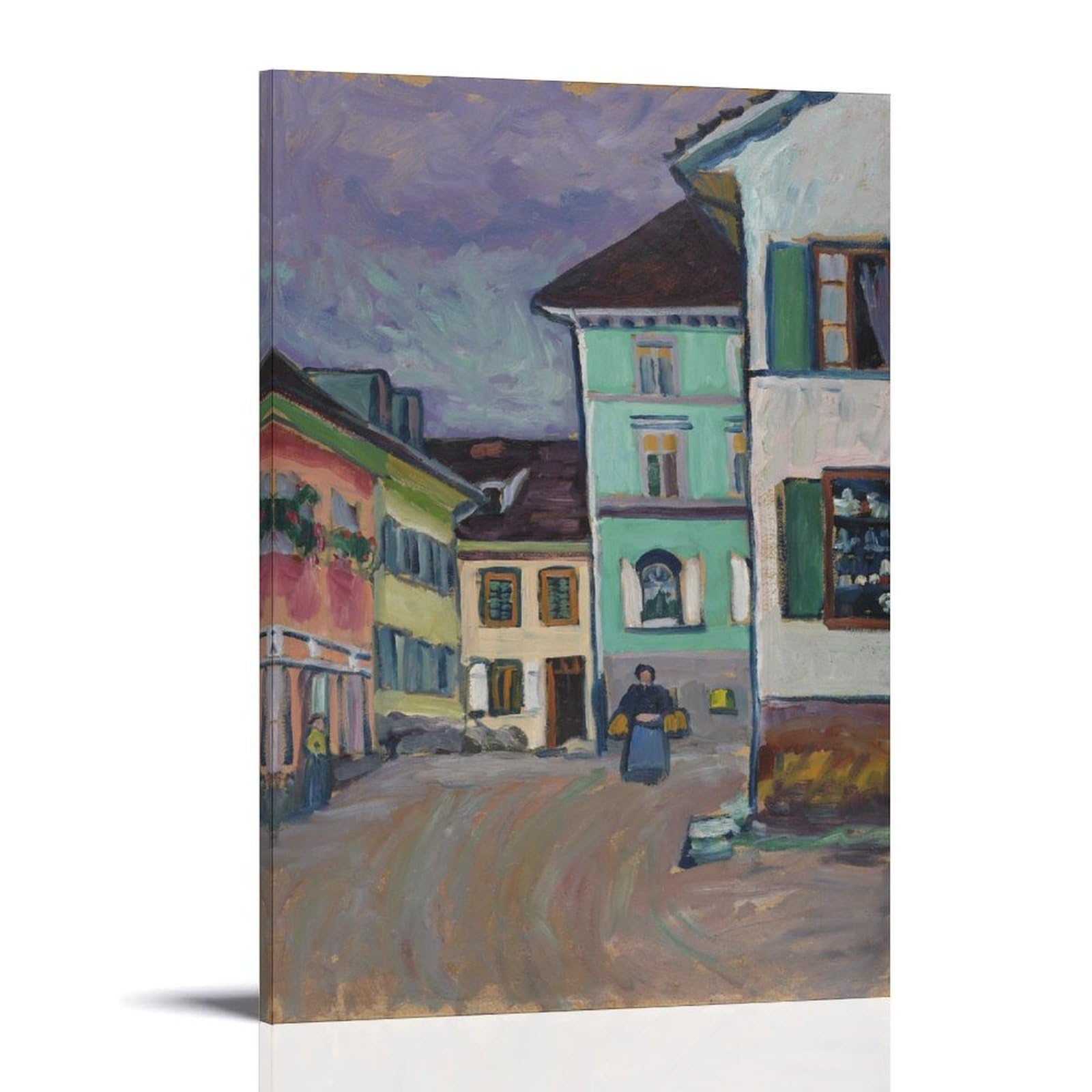Murnau Top of The Johannisstrasse by Wassily Kandinsky, impresiones en lienzo modernas, pinturas decorativas para habitaciones de niños o niñas, murales para sala de estar y pinturas con motivos