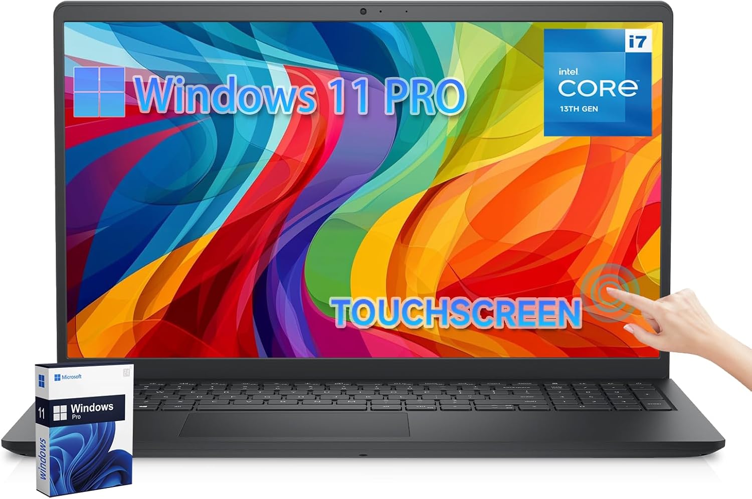 Dell 15 Touchscreen Laptop DC15250 for Business, Intel 10-Core i7-1355U, Windows 11 Pro, 15.6'' FHD Anti-Glare Display, 36 GB RAM, 1 TB SSD, Copilot AI, Webcam, Wi-Fi 6, Black