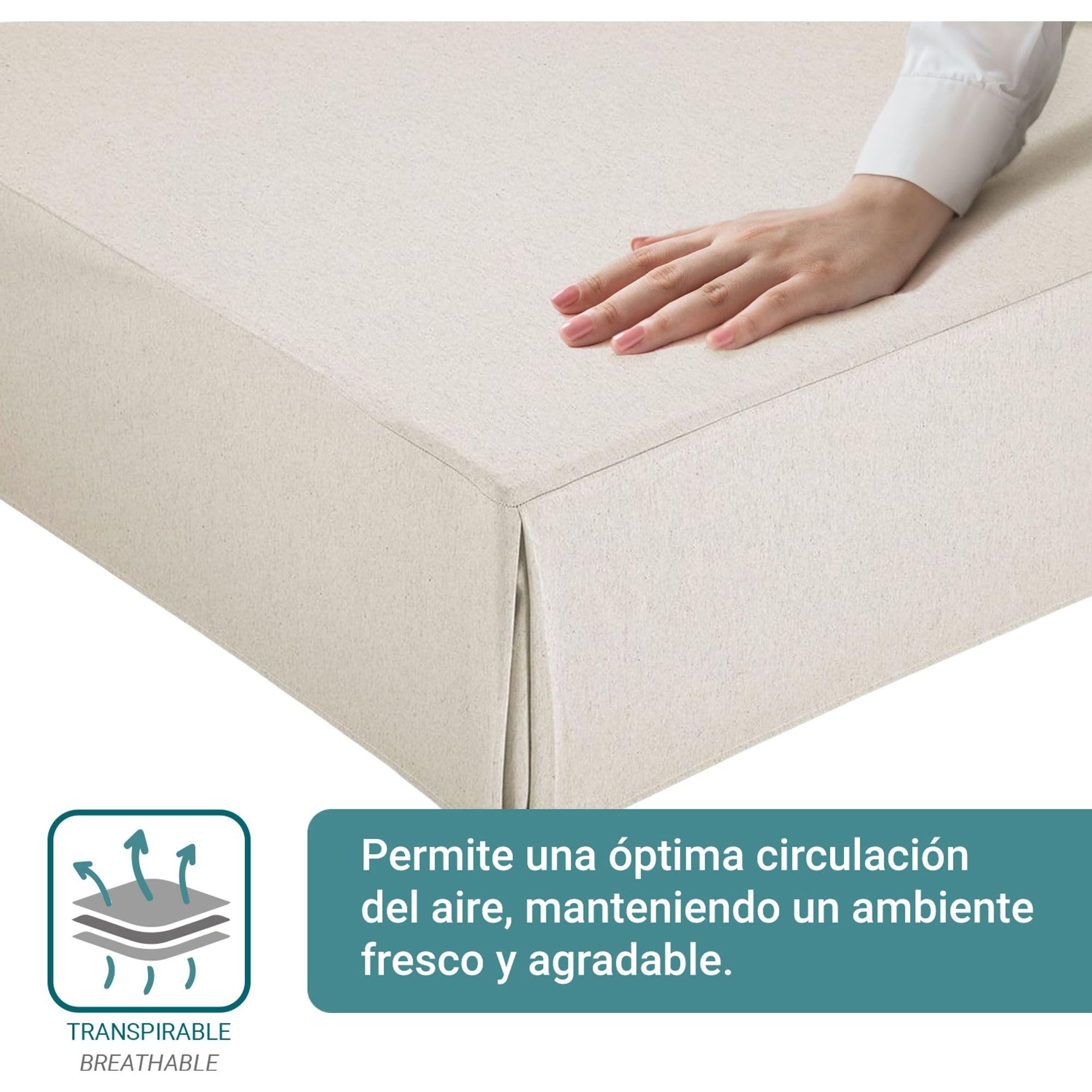 ECOMMERC3 | Cubre Canape Cama 160 Tamaño Faldon Cama 160X190/200 cm - Cubre Canape Color Marfil Ajuste Antideslizante y Transpirable 100% Made in Spain