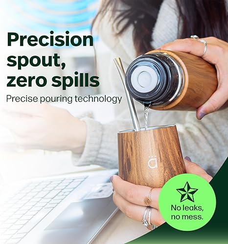 Miniatura 6 de KALMATEH Botella térmica moderna y elegante de doble pared aislada al vacío de acero inoxidable de 33.8 fl oz, vertido preciso y retención de calor