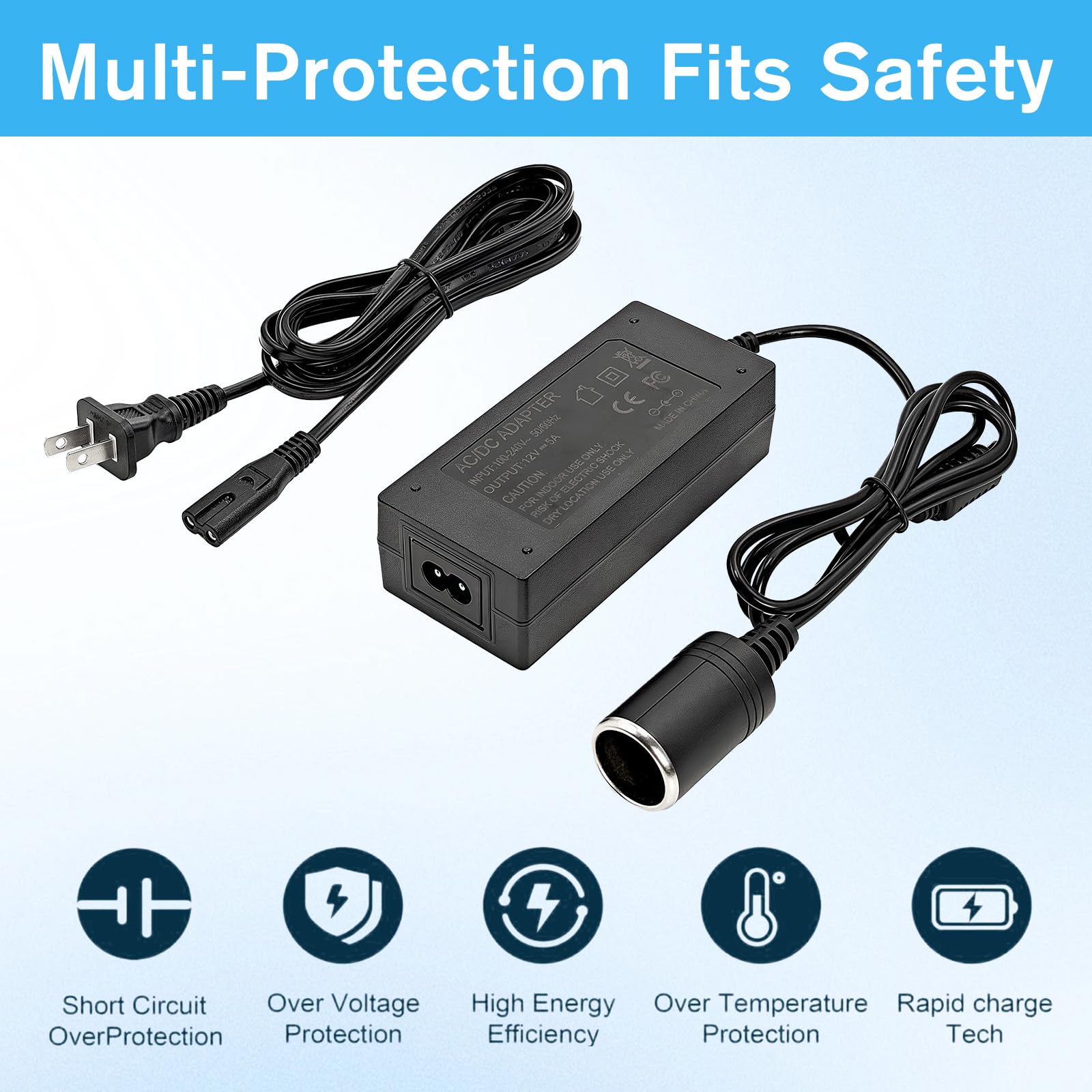 Amazon.com: 12V 5A Power Adapter Converter for Coleman Electric Cooler  5232D640T Thermoelectric Cooler 120 Volts to 12V DC Car Auto Boat RV Cigarette  Lighter Plug Socket Power Supply Cord PS : Sports