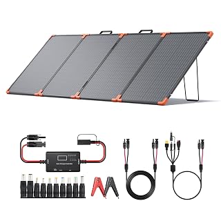 ZOUPW 200W Portable Solar Panel (Tempered Glass),Heavy-Duty Foldable Mono Solar Charger for Jackery Explorer 1000 v2/EcoFlow Delta 2/Bluetti,IP67 Waterproof Off-Grid Power for RV Camping Power Backup - Amazon product rated Grade B