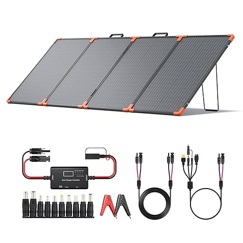 ZOUPW 200W Portable Solar Panel (Tempered Glass),Heavy-Duty Foldable Mono Solar Charger for Jackery Explorer 1000 v2/EcoFlow Delta 2/Bluetti,IP67 Waterproof Off-Grid Power for RV Camping Home Backup