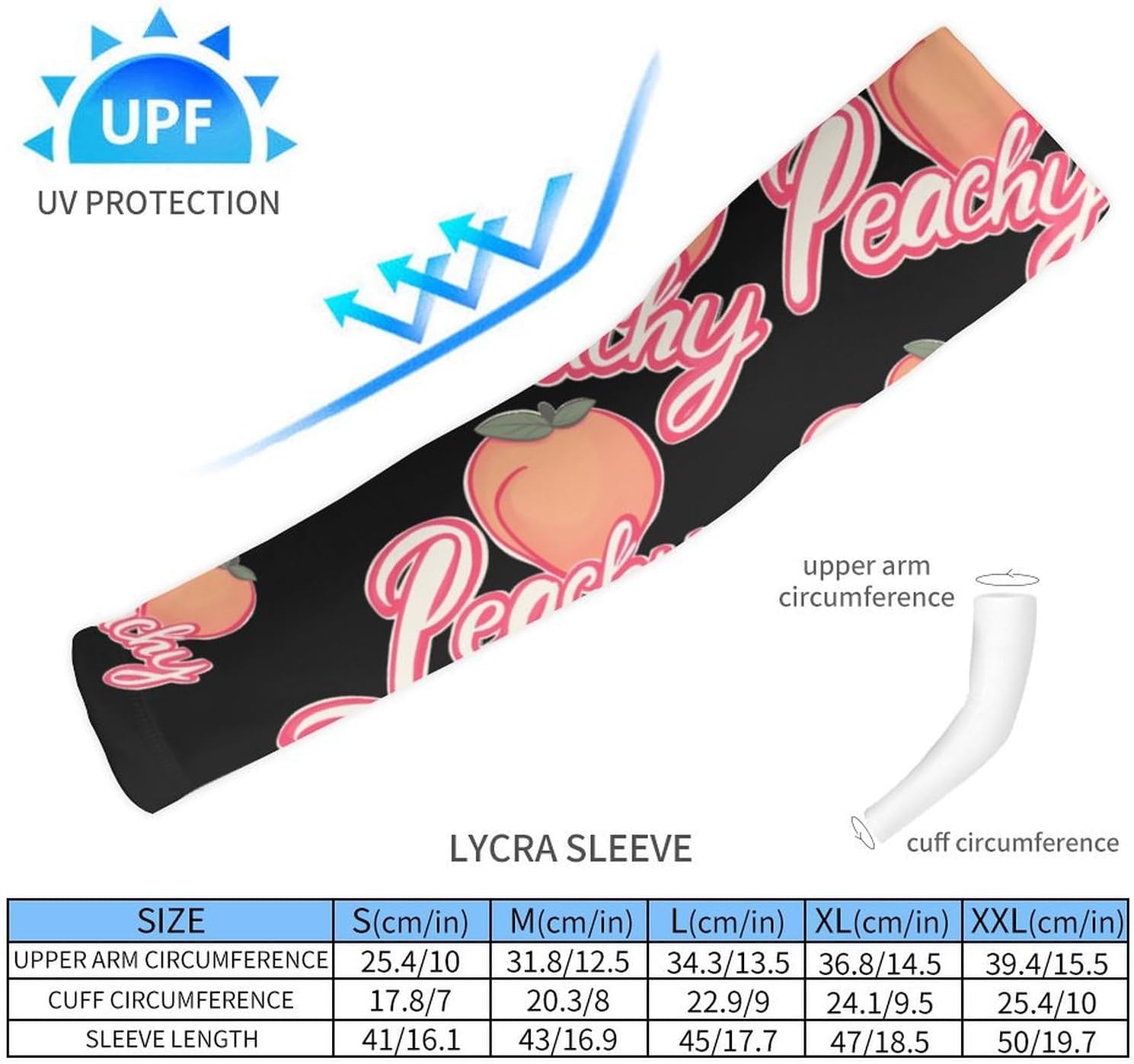 Peach Fruit Arm Sleeves Sun Protection Sleeves Sports Cooling Arm Compression Sleeve for Men Women